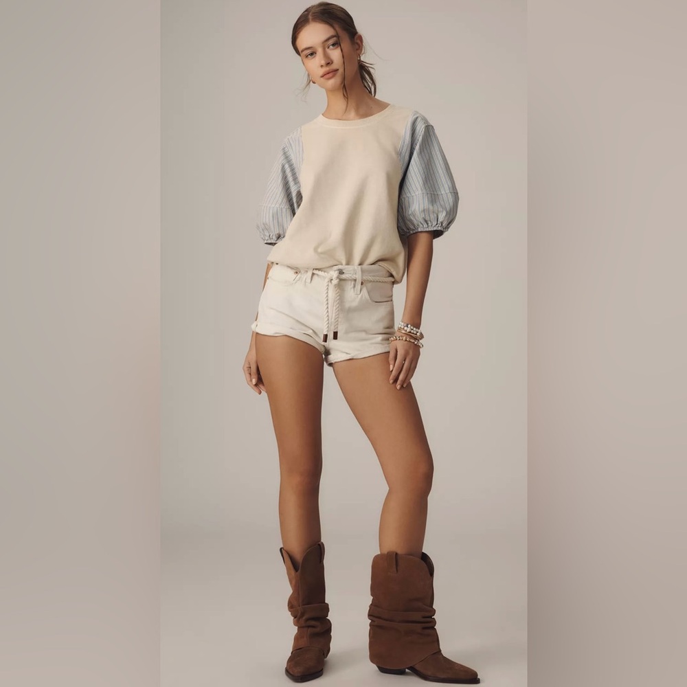 653.  Anthropologie Pilcro Woven Puff-Sleeve Top